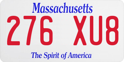 MA license plate 276XU8