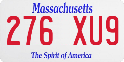 MA license plate 276XU9