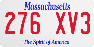 MA license plate 276XV3