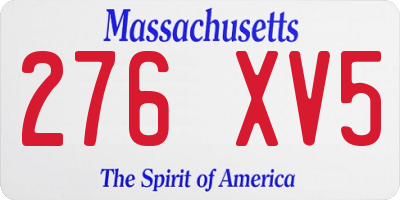 MA license plate 276XV5