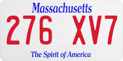 MA license plate 276XV7
