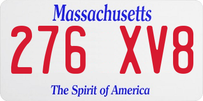 MA license plate 276XV8