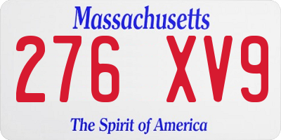 MA license plate 276XV9