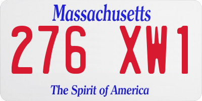 MA license plate 276XW1