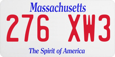 MA license plate 276XW3