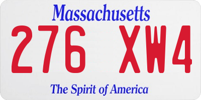 MA license plate 276XW4