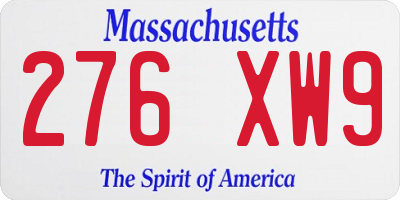 MA license plate 276XW9