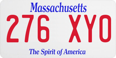 MA license plate 276XY0