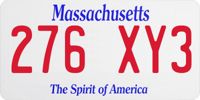 MA license plate 276XY3