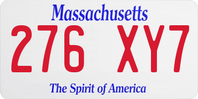 MA license plate 276XY7