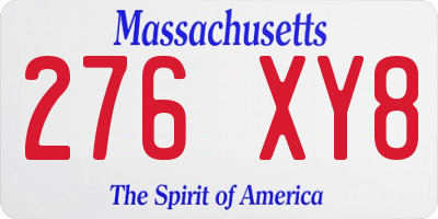 MA license plate 276XY8