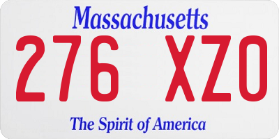 MA license plate 276XZ0
