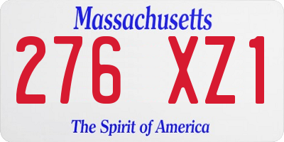MA license plate 276XZ1