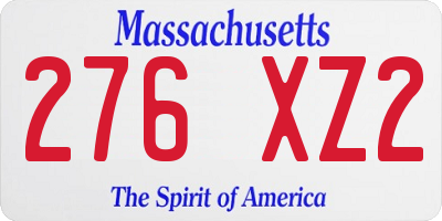 MA license plate 276XZ2