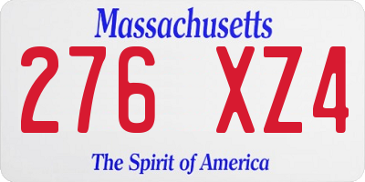 MA license plate 276XZ4