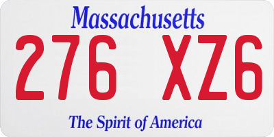 MA license plate 276XZ6
