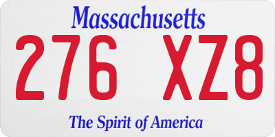 MA license plate 276XZ8