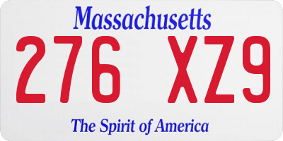 MA license plate 276XZ9