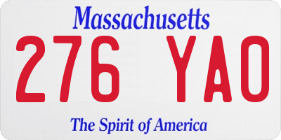 MA license plate 276YA0