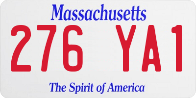 MA license plate 276YA1