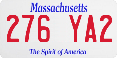 MA license plate 276YA2