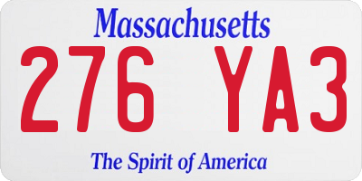 MA license plate 276YA3