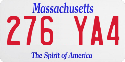 MA license plate 276YA4