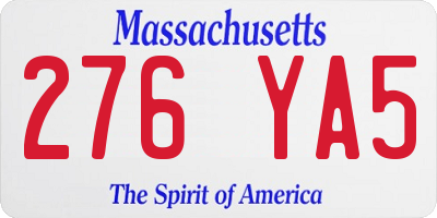 MA license plate 276YA5