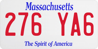 MA license plate 276YA6