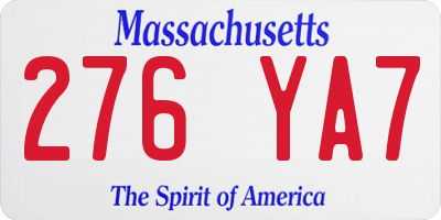 MA license plate 276YA7