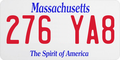 MA license plate 276YA8