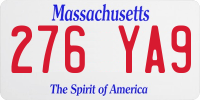 MA license plate 276YA9