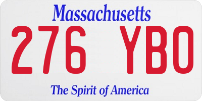 MA license plate 276YB0
