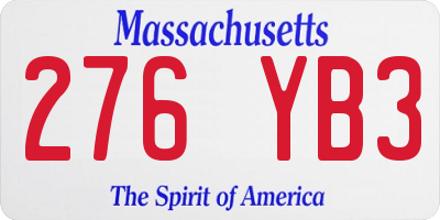 MA license plate 276YB3