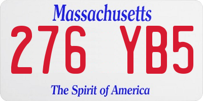 MA license plate 276YB5