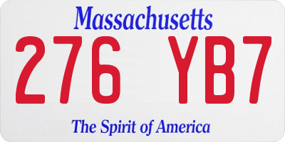 MA license plate 276YB7