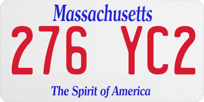 MA license plate 276YC2