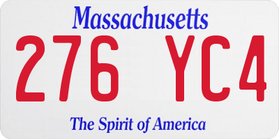 MA license plate 276YC4
