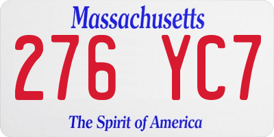 MA license plate 276YC7