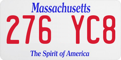 MA license plate 276YC8