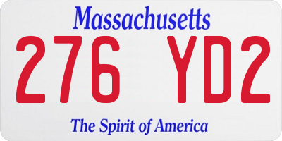 MA license plate 276YD2