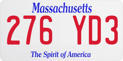 MA license plate 276YD3