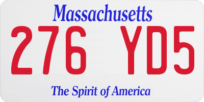 MA license plate 276YD5