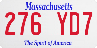 MA license plate 276YD7