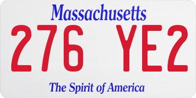 MA license plate 276YE2