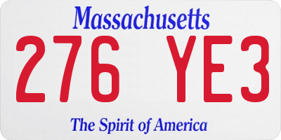 MA license plate 276YE3