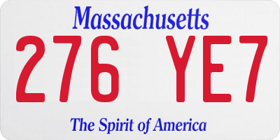 MA license plate 276YE7
