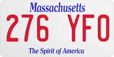 MA license plate 276YF0
