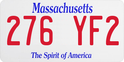 MA license plate 276YF2