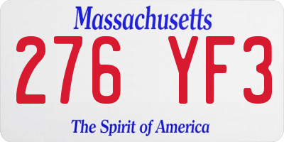 MA license plate 276YF3